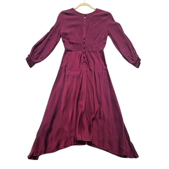 GHOST London Women’s Size Small Viscose Satin Crepe Midi Length Dress Mulberry - Picture 5 of 9